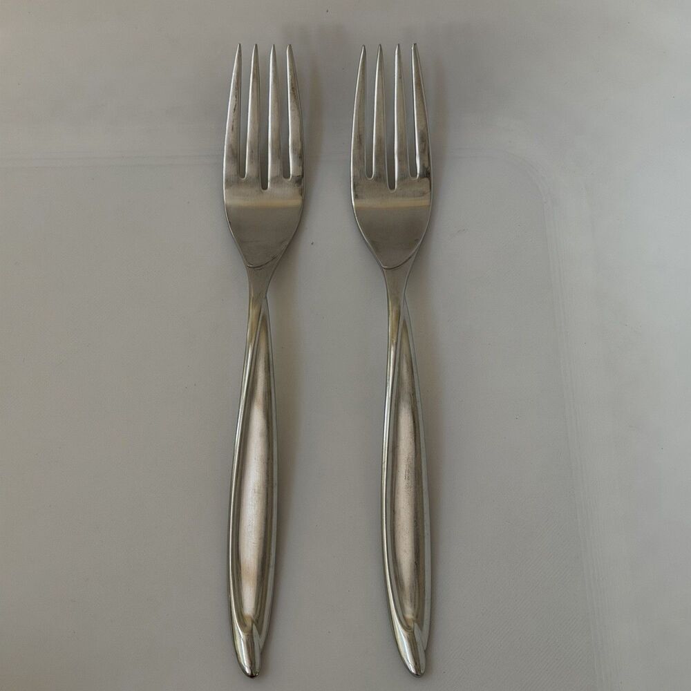 2pc INTERNATIONAL Americana Stainless Deluxe Dinner Forks 7 3/8” Satin